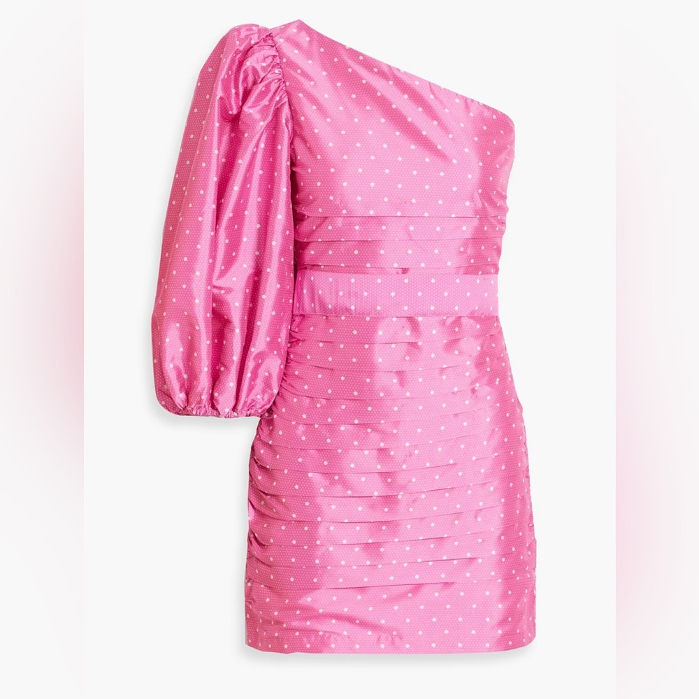 Loveshackfancy Pink One Shoulder Puff Sleeve Cocktail Dress